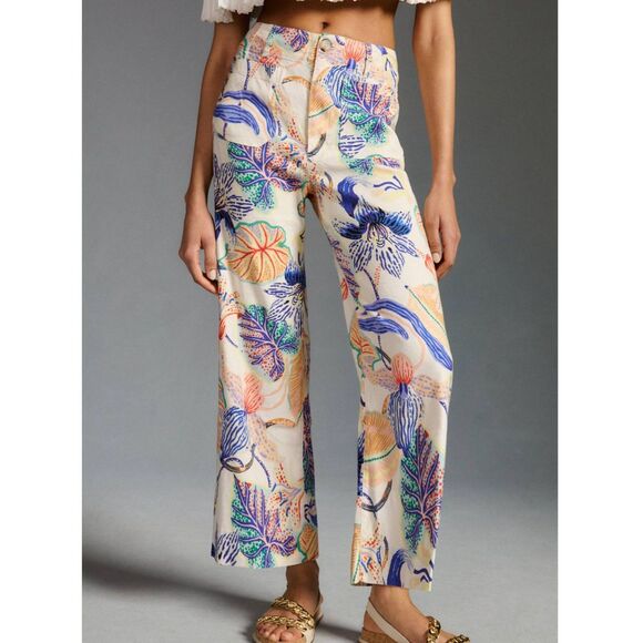 EUC Anthropologie Maeve Colette Cropped Wide-Leg Pants: Sarah Gordon, Sz 28 - Picture 1 of 8